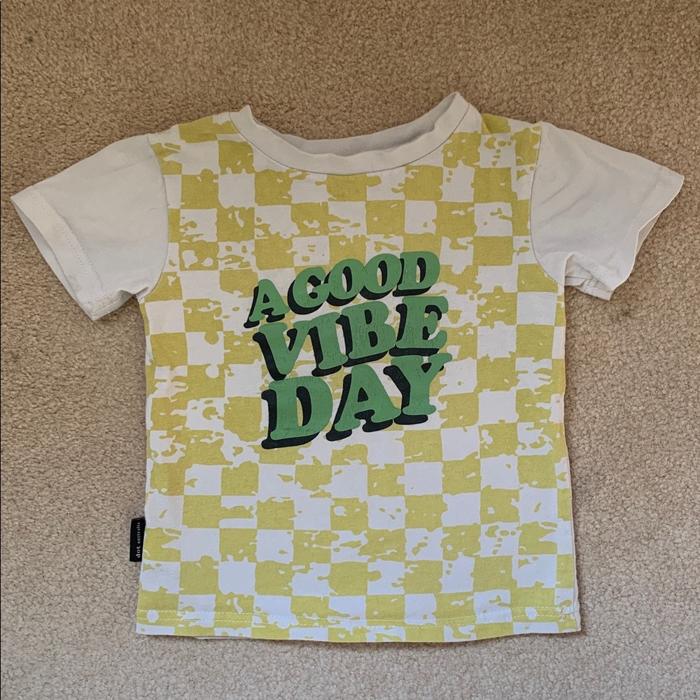 Kids Short Sleeve Tee - Yellow and White Checkered